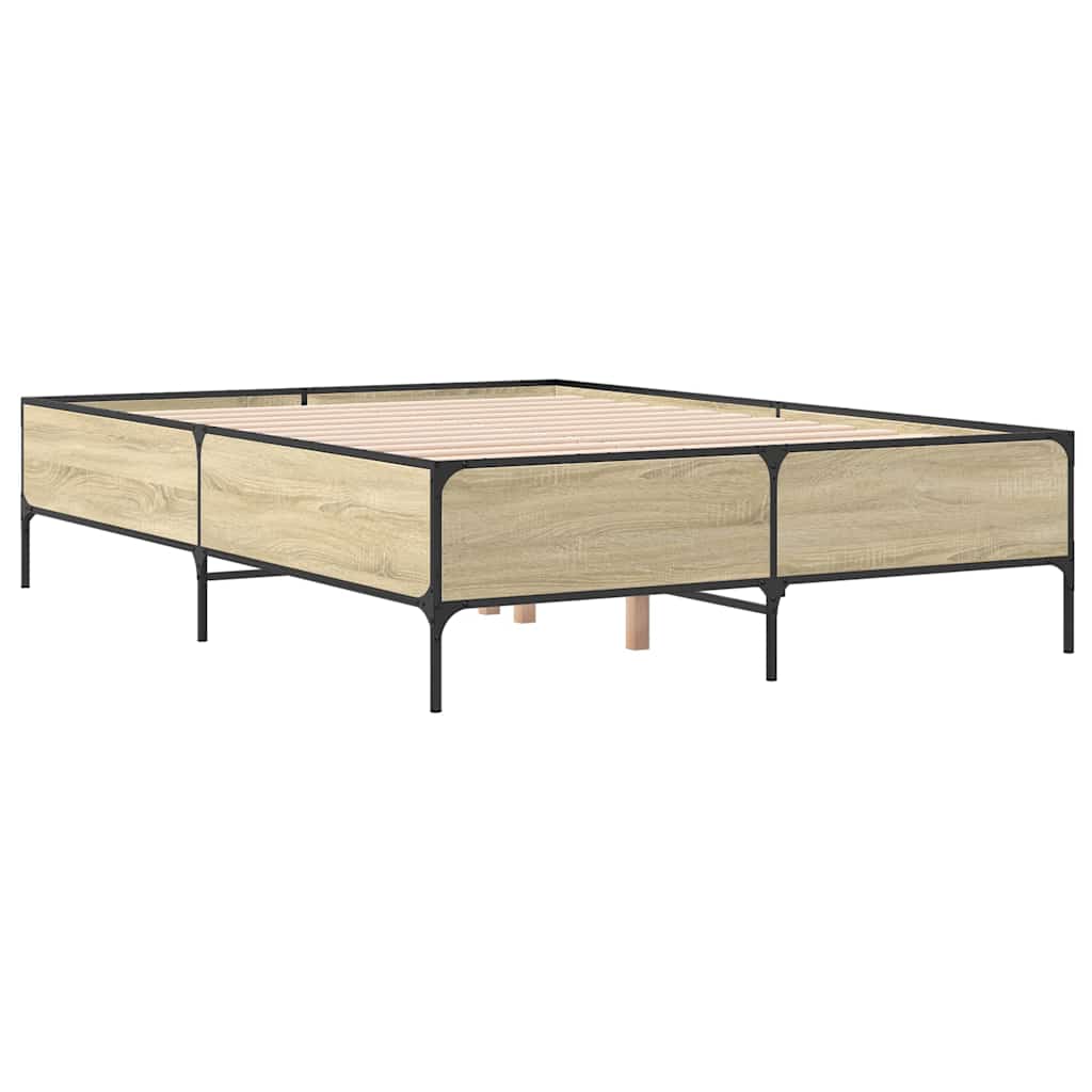 vidaXL Πλαίσιο Κρεβατιού Sonoma Δρυς 120x200 εκ. Επεξ. Ξύλο & Μέταλλο