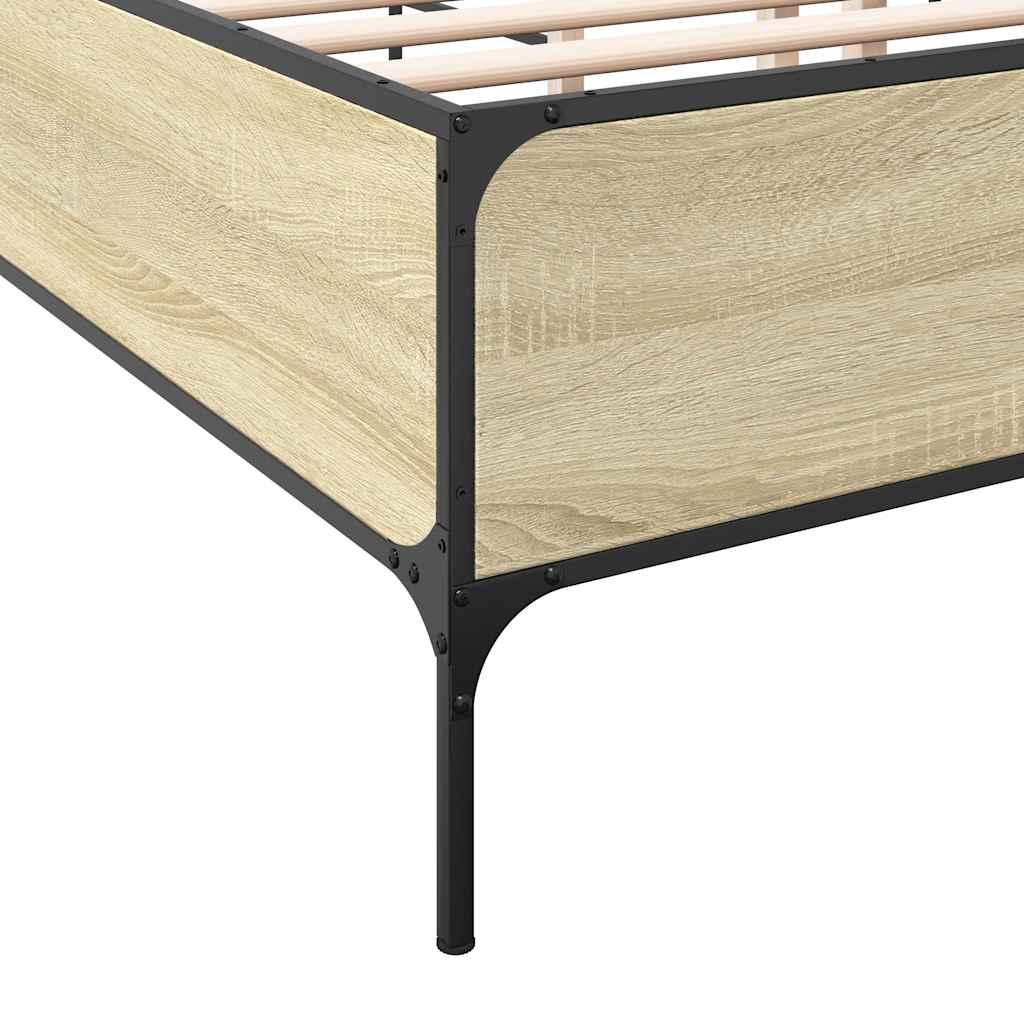 vidaXL Πλαίσιο Κρεβατιού Sonoma Δρυς 120x200 εκ. Επεξ. Ξύλο & Μέταλλο