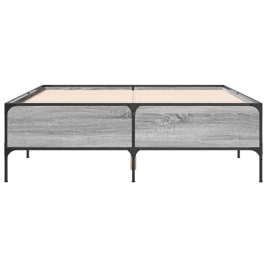 vidaXL Πλαίσιο Κρεβατιού Γκρι Sonoma 140x190 εκ. Επεξ. Ξύλο & Μέταλλο