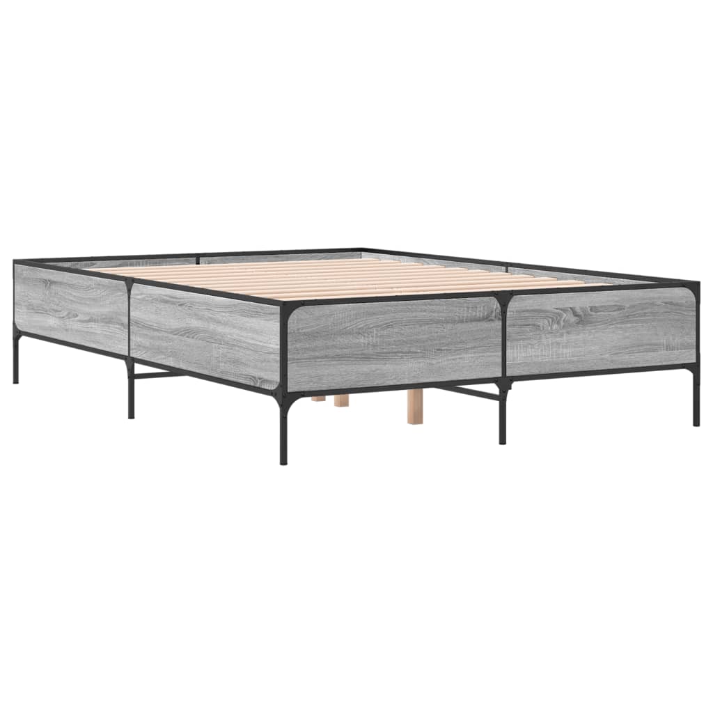 vidaXL Πλαίσιο Κρεβατιού Γκρι Sonoma 120 x 190εκ. Επεξ. Ξύλο & Μέταλλο
