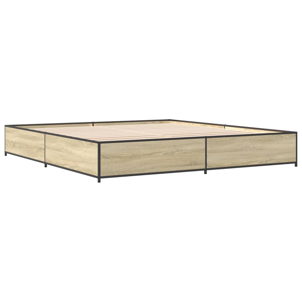 vidaXL Πλαίσιο Κρεβατιού Sonoma Δρυς 200x200 εκ. Επεξ. Ξύλο & Μέταλλο