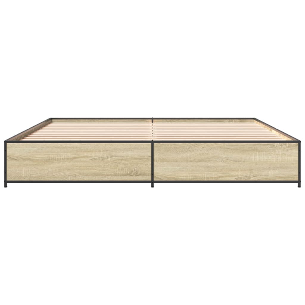 vidaXL Πλαίσιο Κρεβατιού Sonoma Δρυς 200x200 εκ. Επεξ. Ξύλο & Μέταλλο