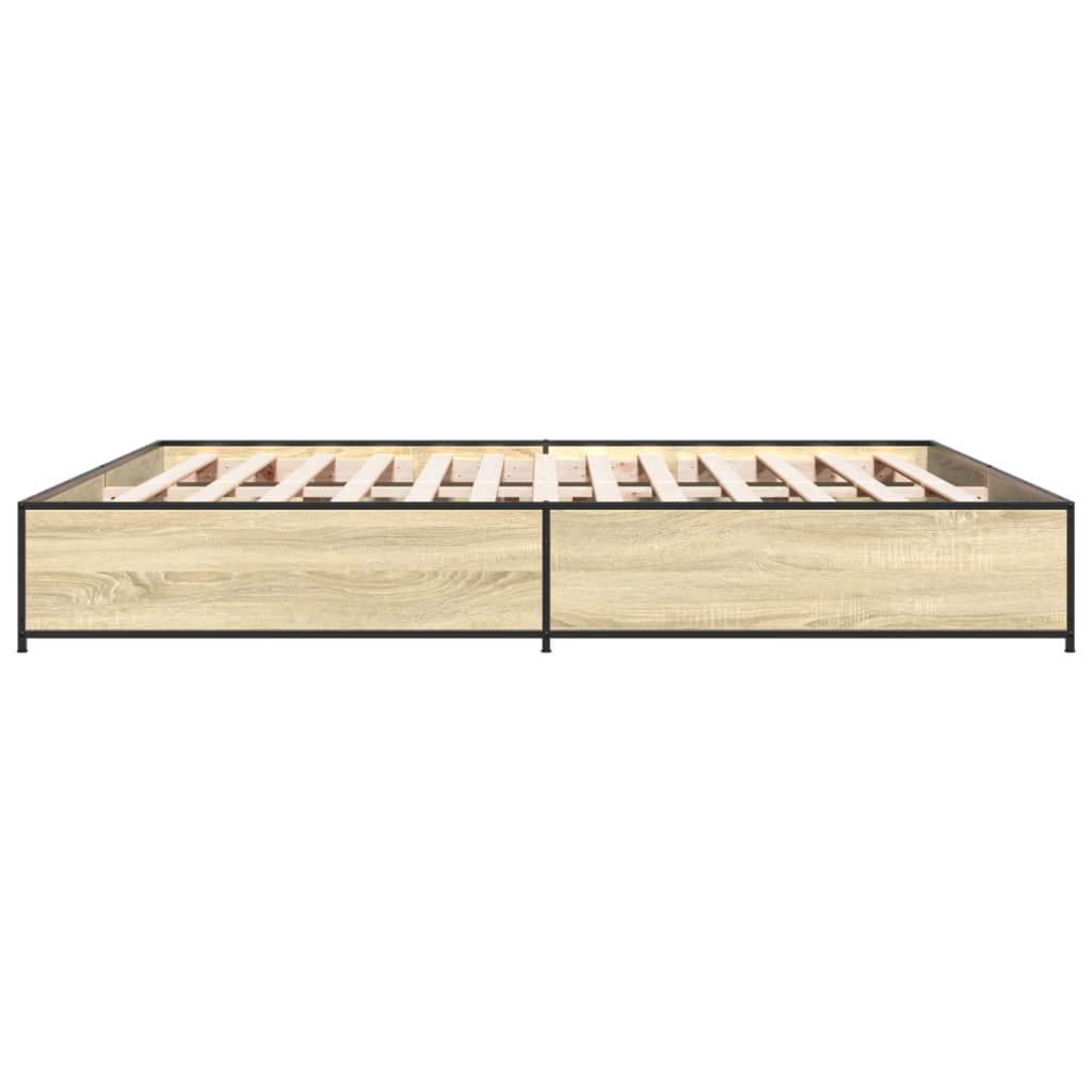 vidaXL Πλαίσιο Κρεβατιού Sonoma Δρυς 200x200 εκ. Επεξ. Ξύλο & Μέταλλο