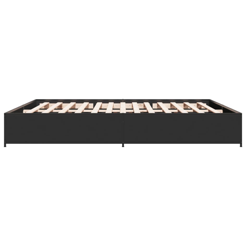 vidaXL Πλαίσιο Κρεβατιού Μαύρο 160 x 200 εκ. Επεξ. Ξύλο & Μέταλλο
