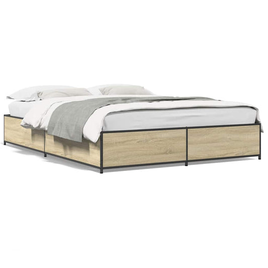 vidaXL Πλαίσιο Κρεβατιού Sonoma Δρυς 150x200 εκ. Επεξ. Ξύλο & Μέταλλο