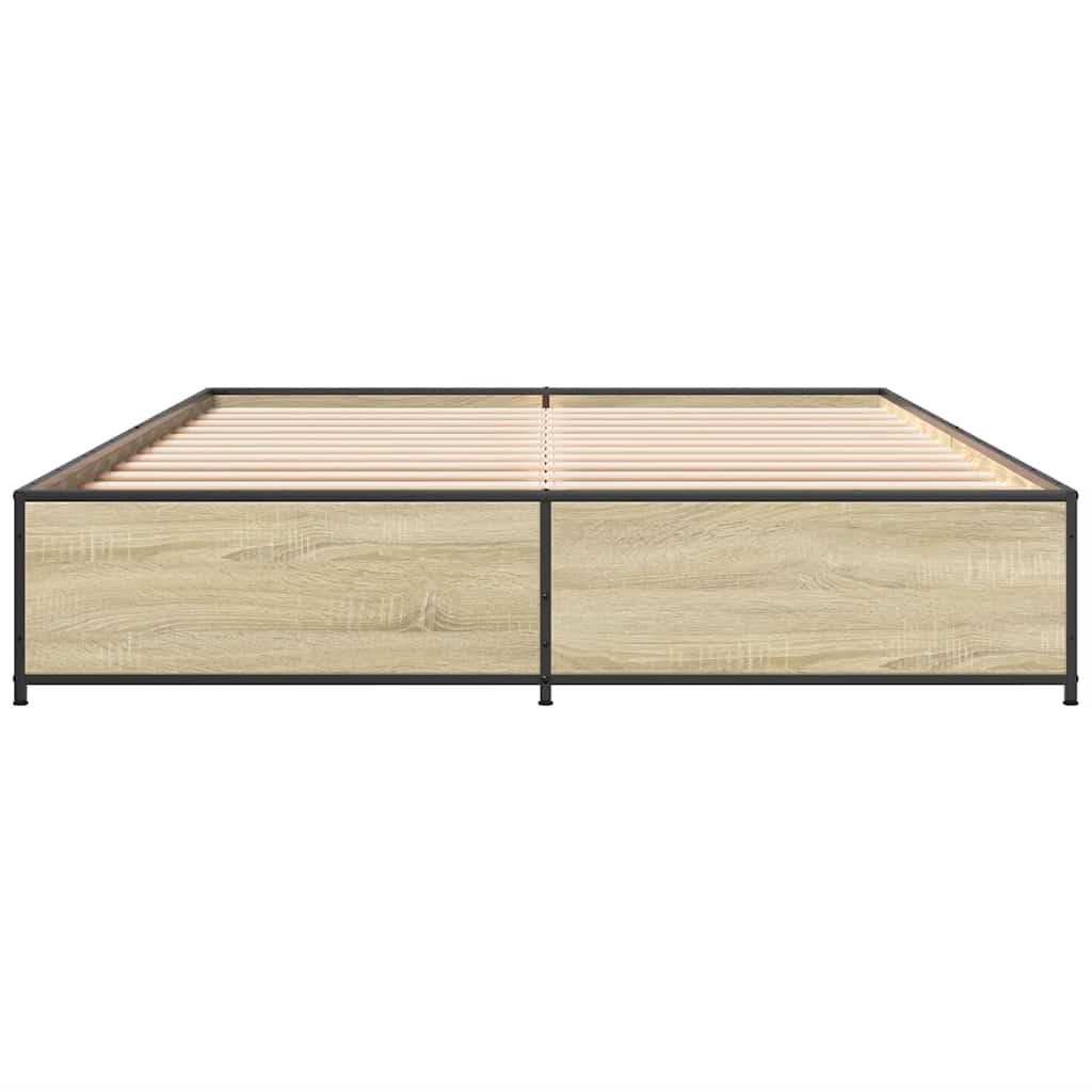 vidaXL Πλαίσιο Κρεβατιού Sonoma Δρυς 150x200 εκ. Επεξ. Ξύλο & Μέταλλο