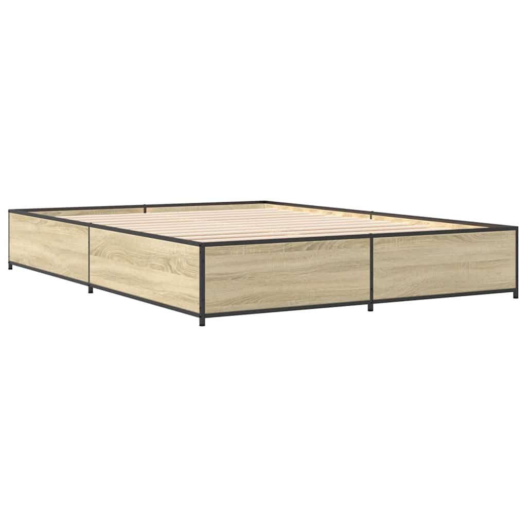 vidaXL Πλαίσιο Κρεβατιού Sonoma Δρυς 150x200 εκ. Επεξ. Ξύλο & Μέταλλο