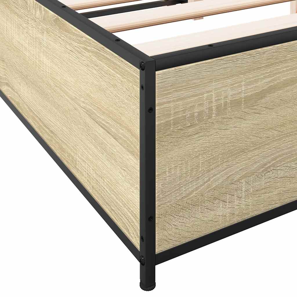vidaXL Πλαίσιο Κρεβατιού Sonoma Δρυς 150x200 εκ. Επεξ. Ξύλο & Μέταλλο