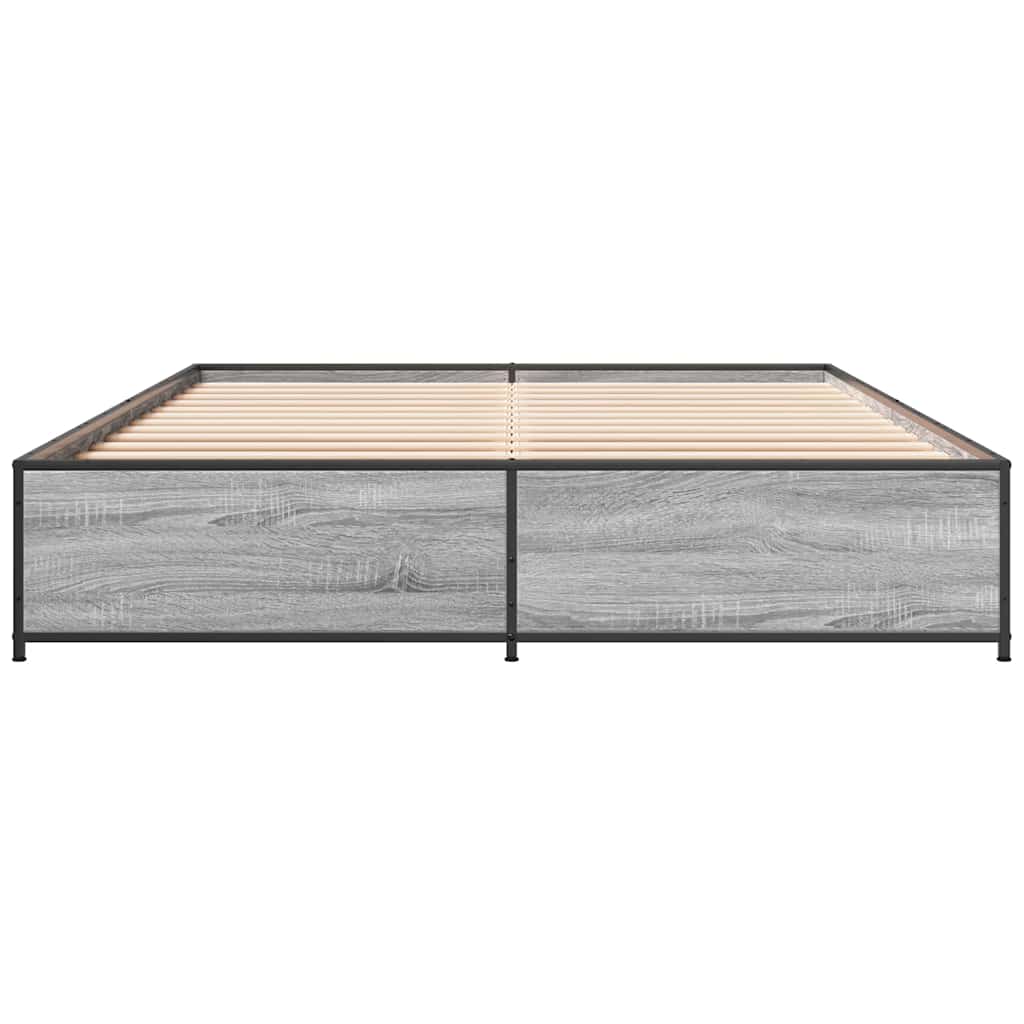 vidaXL Πλαίσιο Κρεβατιού Γκρι Sonoma 150x200 εκ. Επεξ. Ξύλο & Μέταλλο