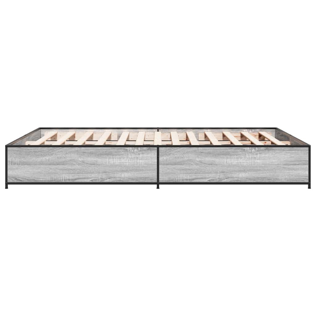 vidaXL Πλαίσιο Κρεβατιού Γκρι Sonoma 150x200 εκ. Επεξ. Ξύλο & Μέταλλο
