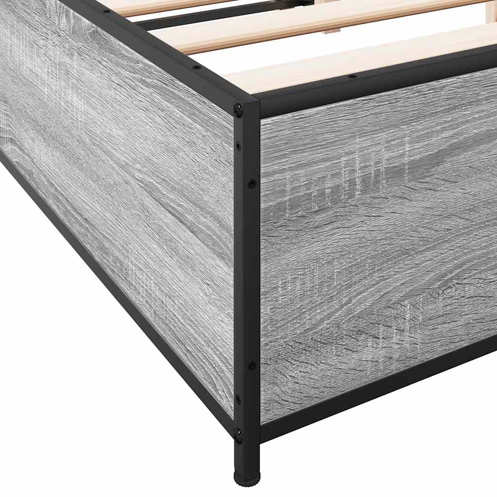 vidaXL Πλαίσιο Κρεβατιού Γκρι Sonoma 150x200 εκ. Επεξ. Ξύλο & Μέταλλο