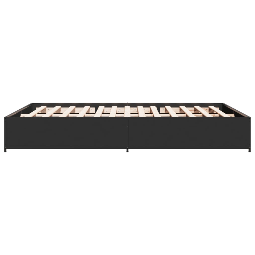 vidaXL Πλαίσιο Κρεβατιού Μαύρο 140 x 190 εκ. Επεξ. Ξύλο & Μέταλλο