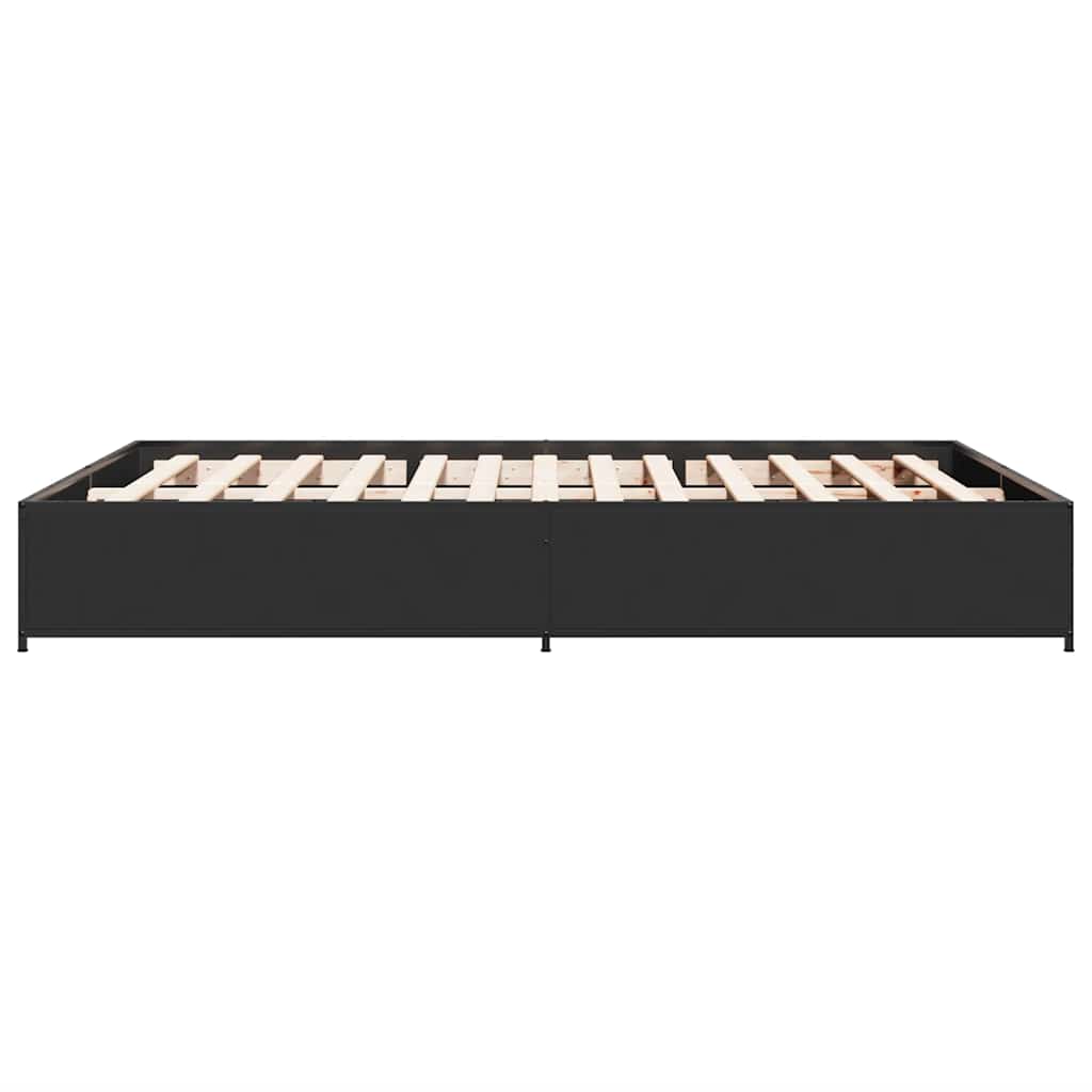 vidaXL Πλαίσιο Κρεβατιού Μαύρο 120x190 εκ. Επεξ. Ξύλο & Μέταλλο