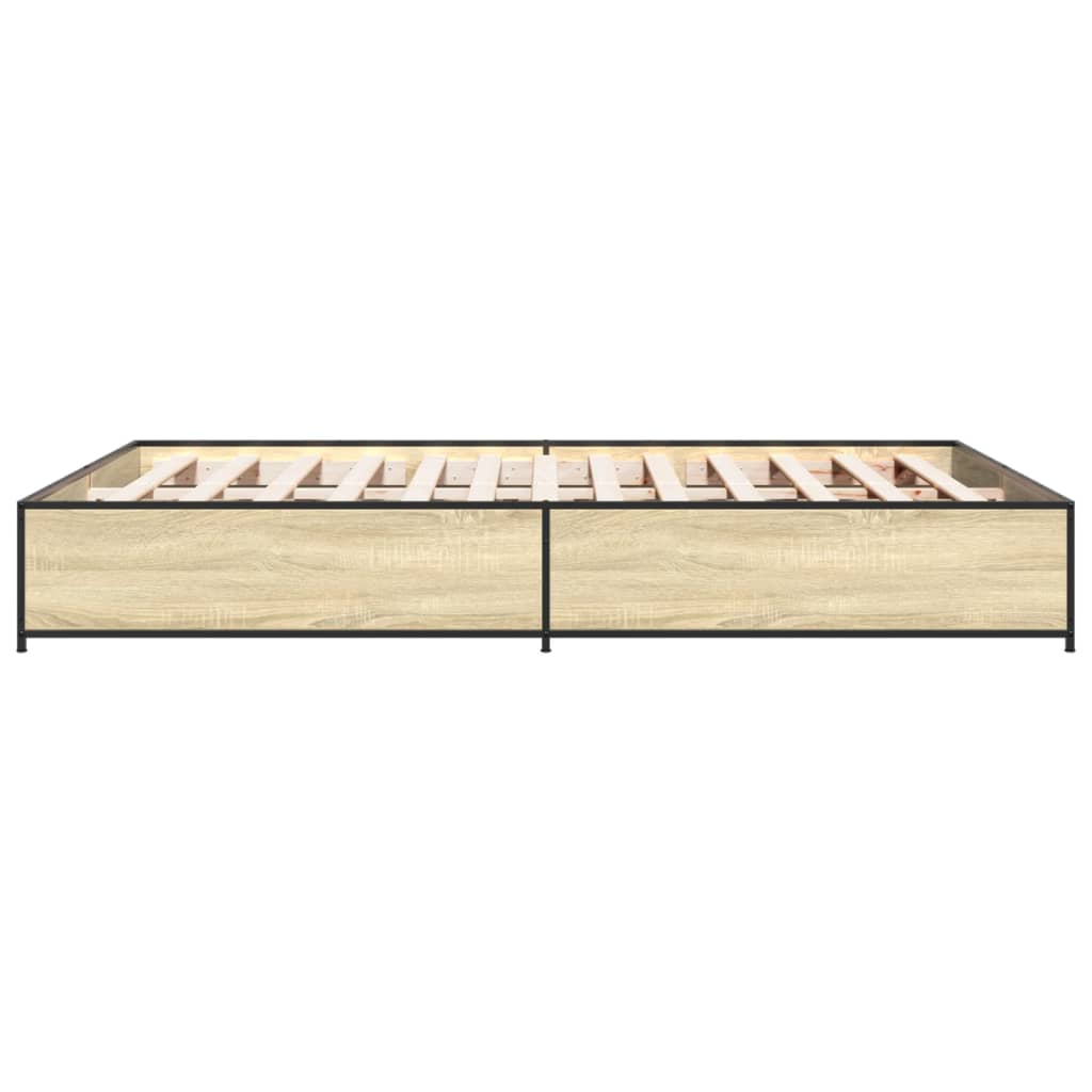 vidaXL Πλαίσιο Κρεβατιού Sonoma Δρυς 120x190 εκ. Επεξ. Ξύλο & Μέταλλο