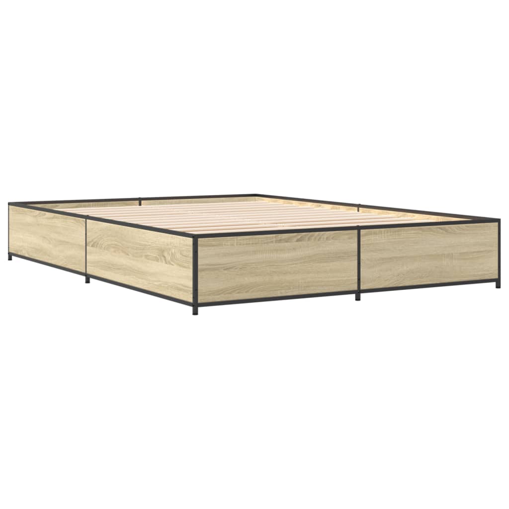 vidaXL Πλαίσιο Κρεβατιού Sonoma Δρυς 120x190 εκ. Επεξ. Ξύλο & Μέταλλο