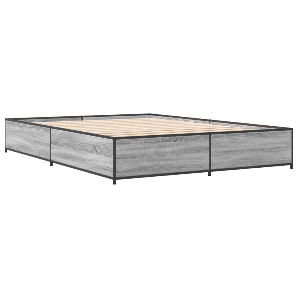 vidaXL Πλαίσιο Κρεβατιού Γκρι Sonoma 120 x 190εκ. Επεξ. Ξύλο & Μέταλλο