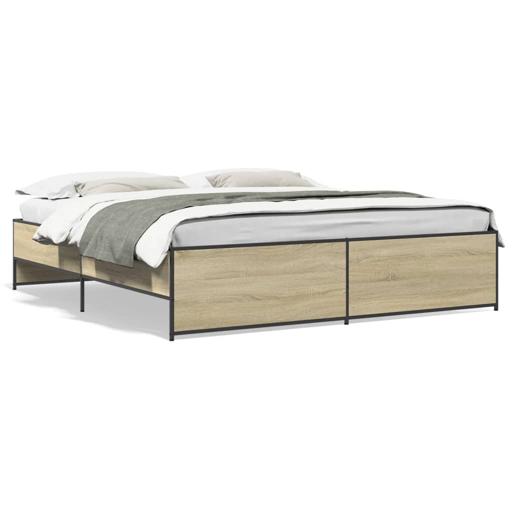 vidaXL Πλαίσιο Κρεβατιού Sonoma Δρυς 200x200 εκ. Επεξ. Ξύλο & Μέταλλο