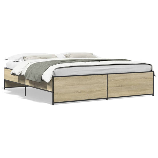 vidaXL Πλαίσιο Κρεβατιού Sonoma Δρυς 200x200 εκ. Επεξ. Ξύλο & Μέταλλο