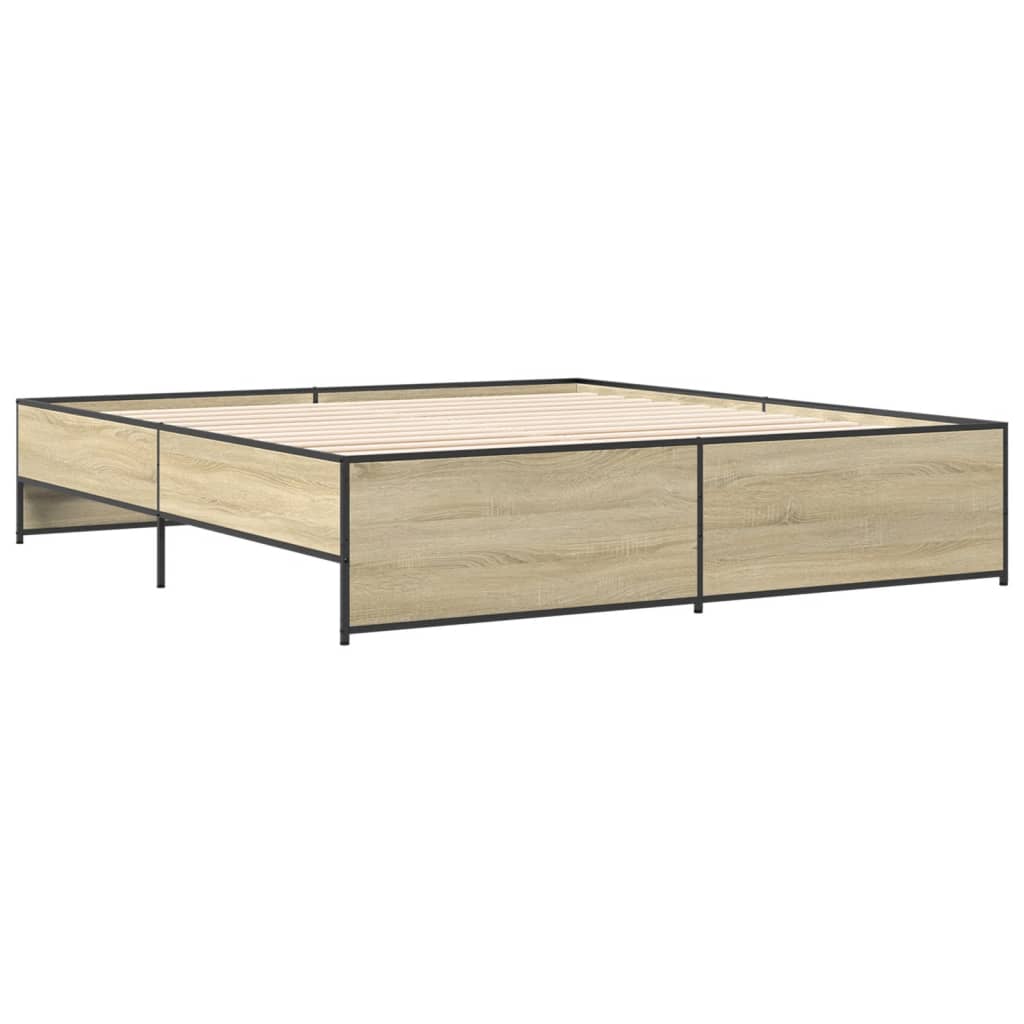vidaXL Πλαίσιο Κρεβατιού Sonoma Δρυς 200x200 εκ. Επεξ. Ξύλο & Μέταλλο