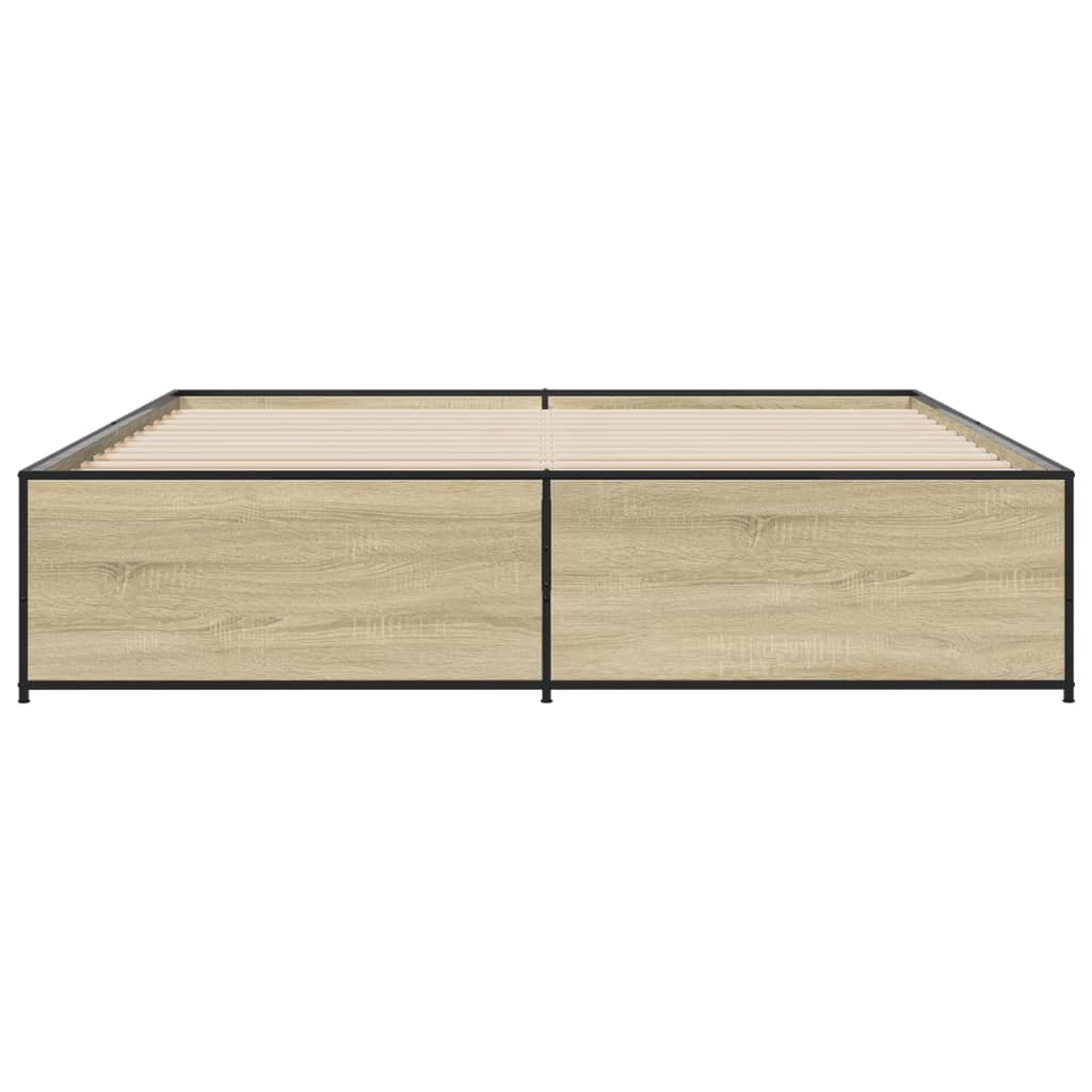 vidaXL Πλαίσιο Κρεβατιού Sonoma Δρυς 200x200 εκ. Επεξ. Ξύλο & Μέταλλο