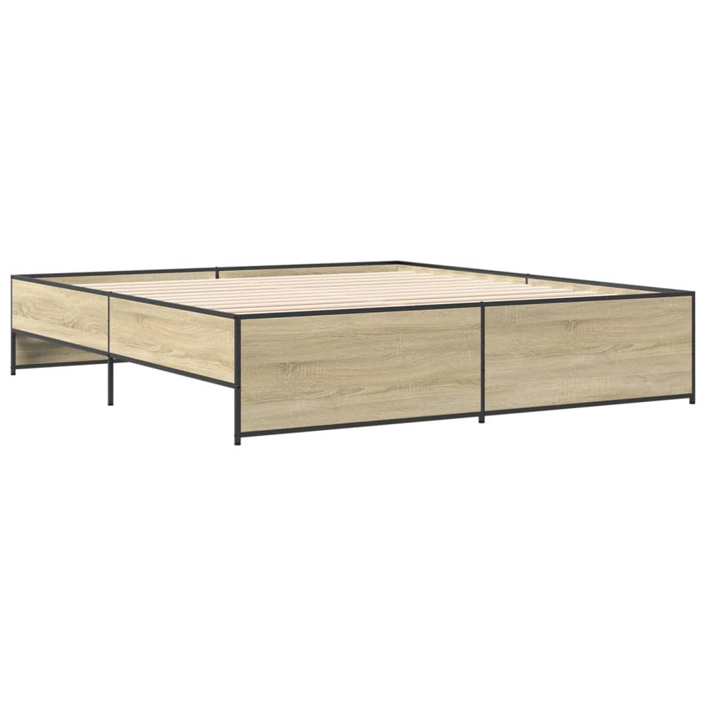 vidaXL Πλαίσιο Κρεβατιού Sonoma Δρυς 200x200 εκ. Επεξ. Ξύλο & Μέταλλο
