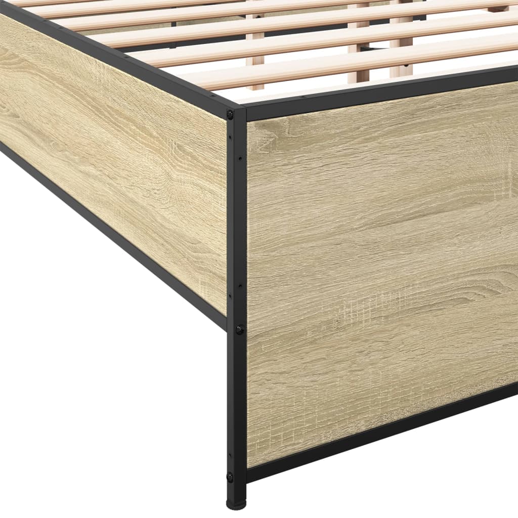 vidaXL Πλαίσιο Κρεβατιού Sonoma Δρυς 200x200 εκ. Επεξ. Ξύλο & Μέταλλο