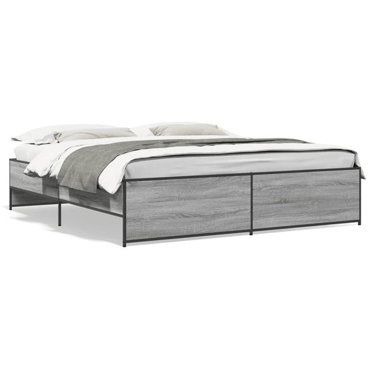 vidaXL Πλαίσιο Κρεβατιού Γκρι Sonoma 200x200 εκ. Επεξ. Ξύλο & Μέταλλο