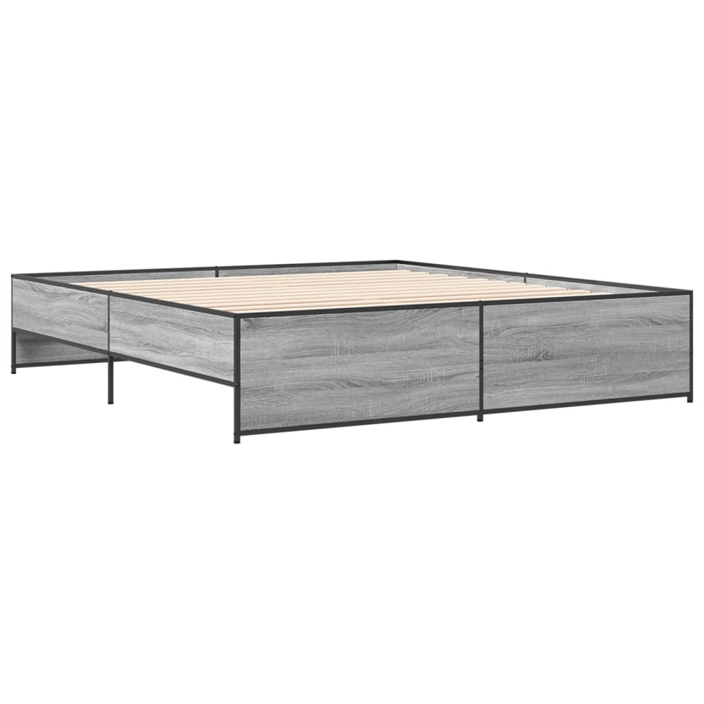 vidaXL Πλαίσιο Κρεβατιού Γκρι Sonoma 200x200 εκ. Επεξ. Ξύλο & Μέταλλο
