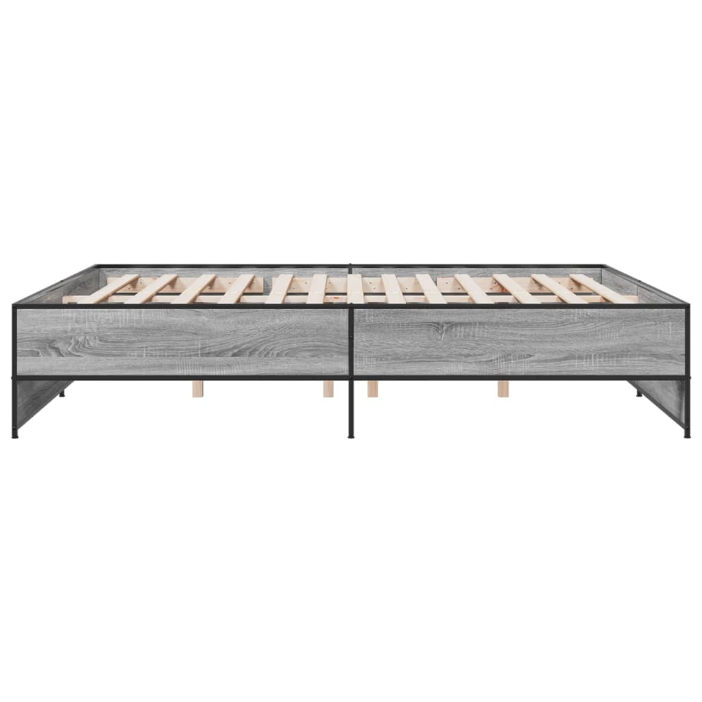 vidaXL Πλαίσιο Κρεβατιού Γκρι Sonoma 200x200 εκ. Επεξ. Ξύλο & Μέταλλο