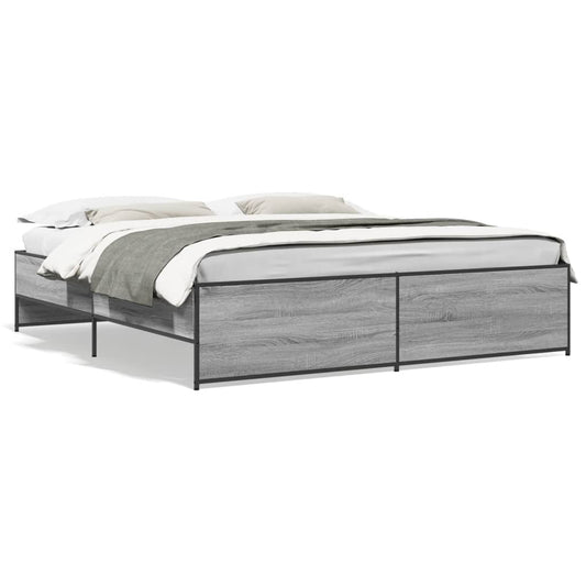 vidaXL Πλαίσιο Κρεβατιού Γκρι Sonoma 180x200 εκ. Επεξ. Ξύλο & Μέταλλο