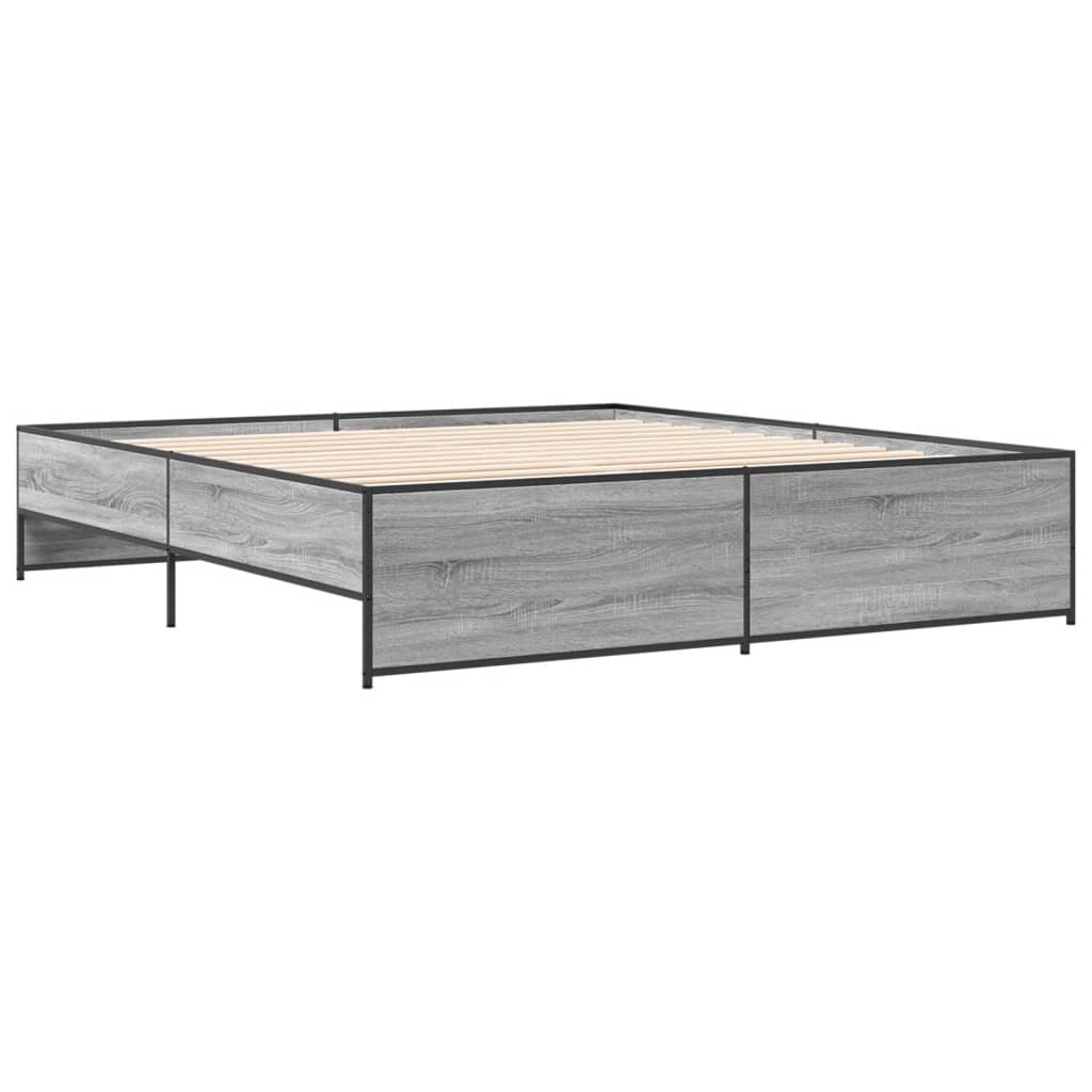 vidaXL Πλαίσιο Κρεβατιού Γκρι Sonoma 180x200 εκ. Επεξ. Ξύλο & Μέταλλο