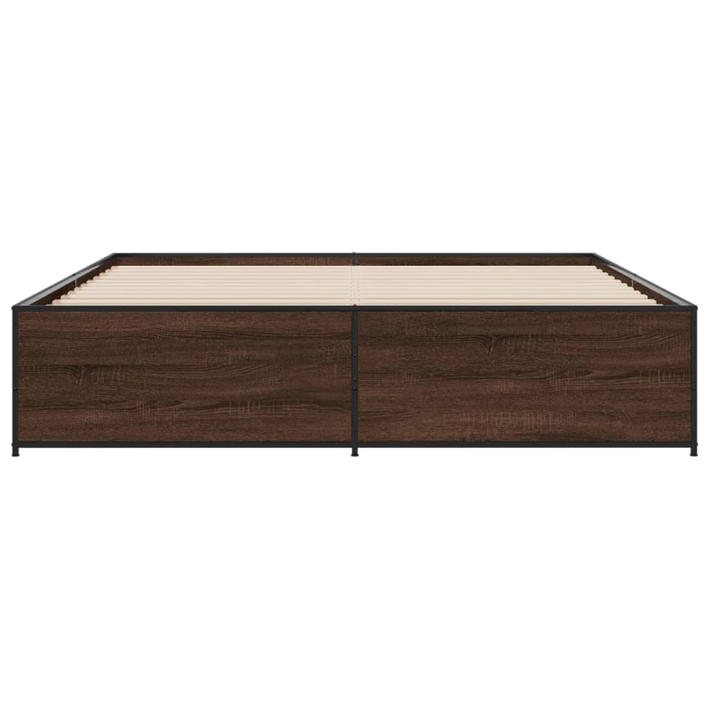 vidaXL Πλαίσιο Κρεβατιού Καφέ Δρυς 180x200 εκ. Επεξ. Ξύλο & Μέταλλο