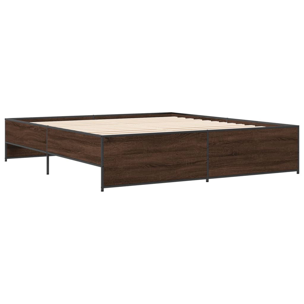 vidaXL Πλαίσιο Κρεβατιού Καφέ Δρυς 180x200 εκ. Επεξ. Ξύλο & Μέταλλο