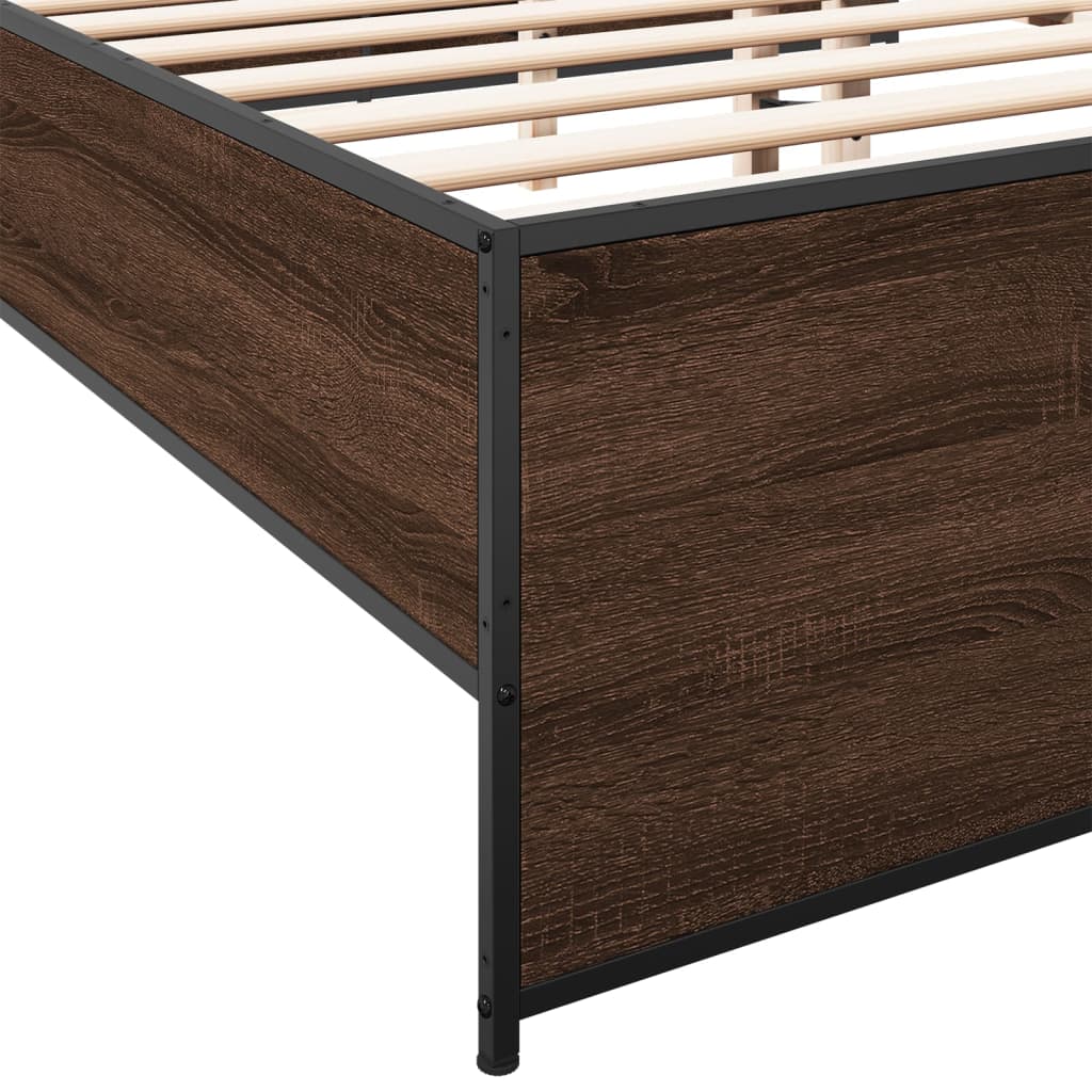 vidaXL Πλαίσιο Κρεβατιού Καφέ Δρυς 180x200 εκ. Επεξ. Ξύλο & Μέταλλο