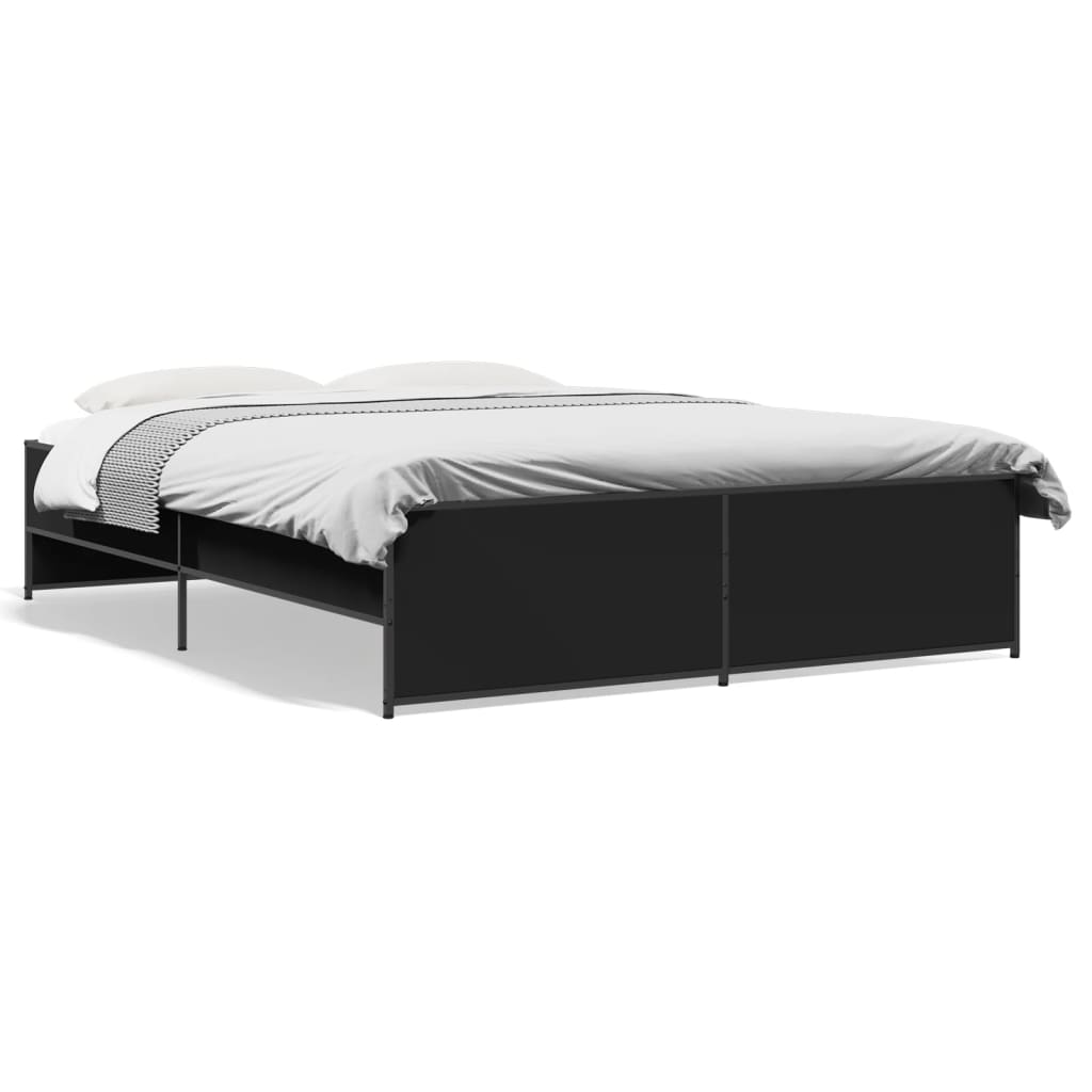 vidaXL Πλαίσιο Κρεβατιού Μαύρο 160 x 200 εκ. Επεξ. Ξύλο & Μέταλλο