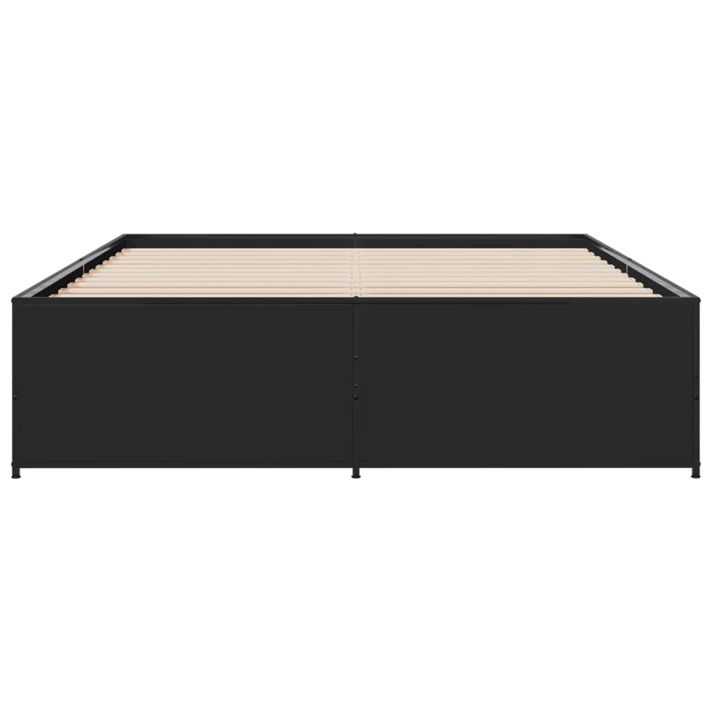 vidaXL Πλαίσιο Κρεβατιού Μαύρο 160 x 200 εκ. Επεξ. Ξύλο & Μέταλλο