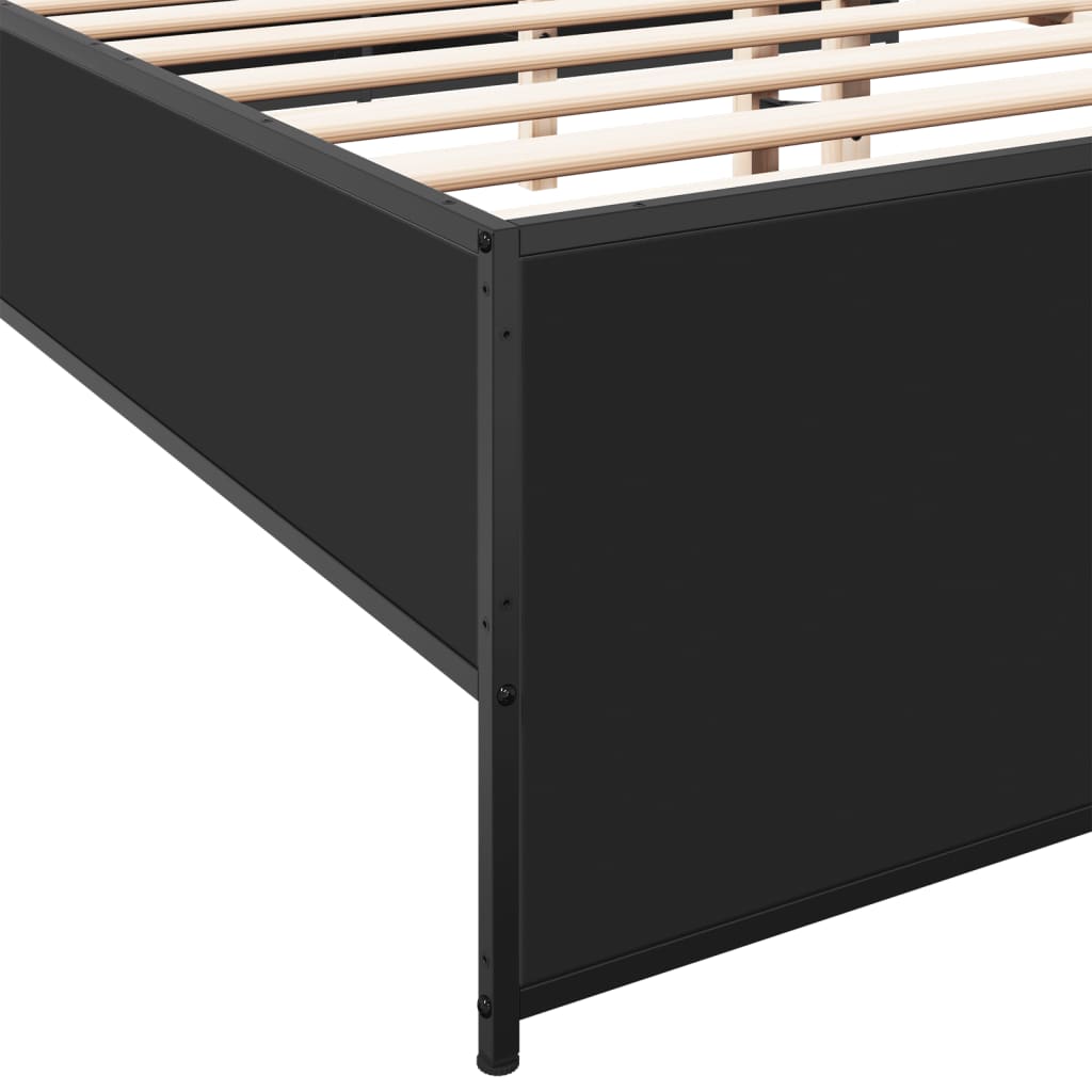 vidaXL Πλαίσιο Κρεβατιού Μαύρο 160 x 200 εκ. Επεξ. Ξύλο & Μέταλλο