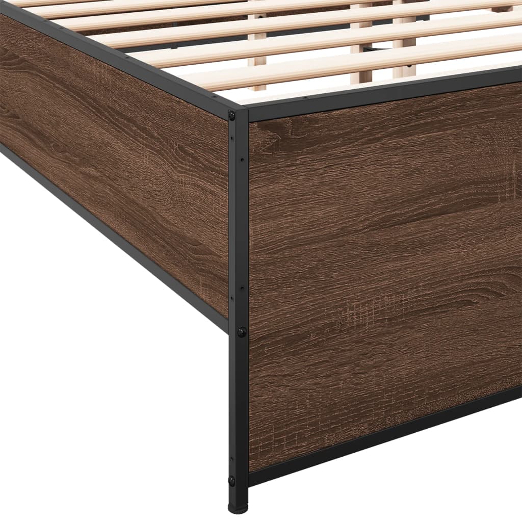 vidaXL Πλαίσιο Κρεβατιού Καφέ Δρυς 160x200 εκ. Επεξ. Ξύλο & Μέταλλο