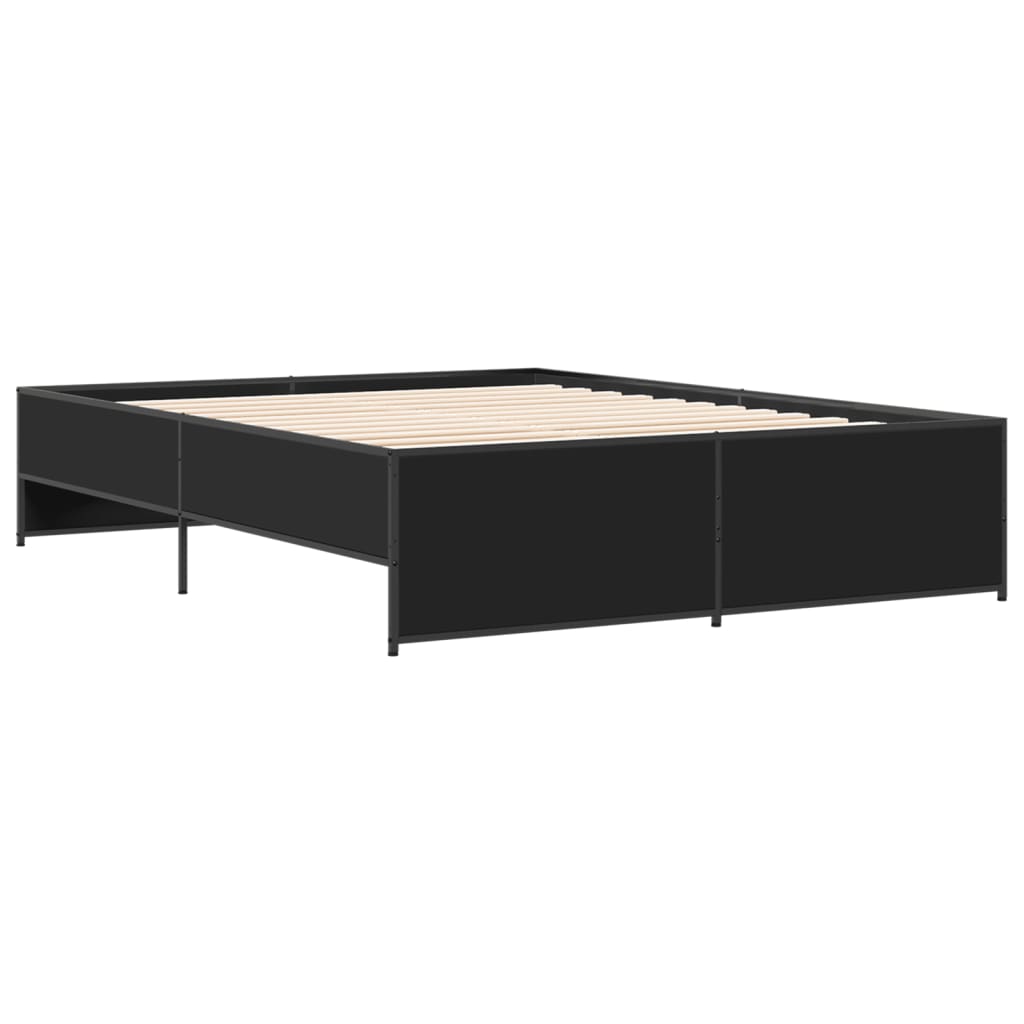 vidaXL Πλαίσιο Κρεβατιού Μαύρο 160x200 εκ. Επεξ. Ξύλο & Μέταλλο