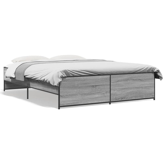 vidaXL Πλαίσιο Κρεβατιού Γκρι Sonoma 150x200 εκ. Επεξ. Ξύλο & Μέταλλο