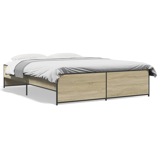 vidaXL Πλαίσιο Κρεβατιού Sonoma Δρυς 140x200 εκ. Επεξ. Ξύλο & Μέταλλο