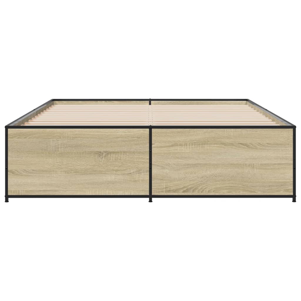 vidaXL Πλαίσιο Κρεβατιού Sonoma Δρυς 140x200 εκ. Επεξ. Ξύλο & Μέταλλο