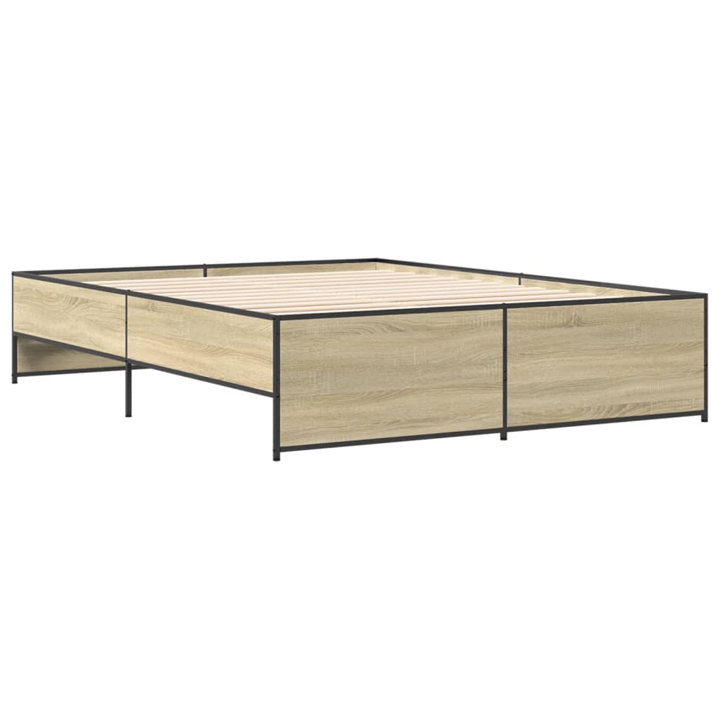 vidaXL Πλαίσιο Κρεβατιού Sonoma Δρυς 140x200 εκ. Επεξ. Ξύλο & Μέταλλο