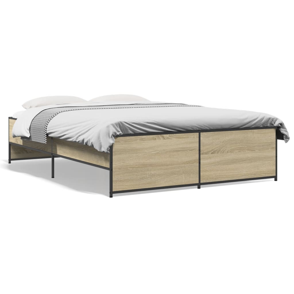 vidaXL Πλαίσιο Κρεβατιού Sonoma Δρυς 120x200 εκ. Επεξ. Ξύλο & Μέταλλο