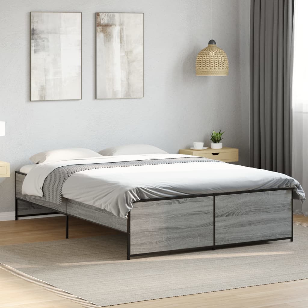 vidaXL Πλαίσιο Κρεβατιού Γκρι Sonoma 120x200 εκ. Επεξ. Ξύλο & Μέταλλο