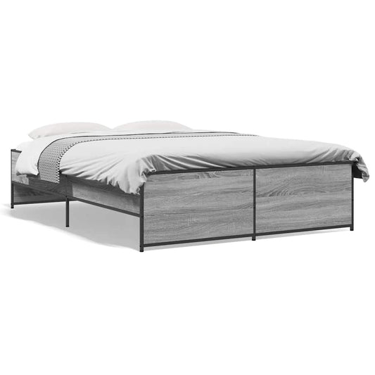 vidaXL Πλαίσιο Κρεβατιού Γκρι Sonoma 140x190 εκ. Επεξ. Ξύλο & Μέταλλο