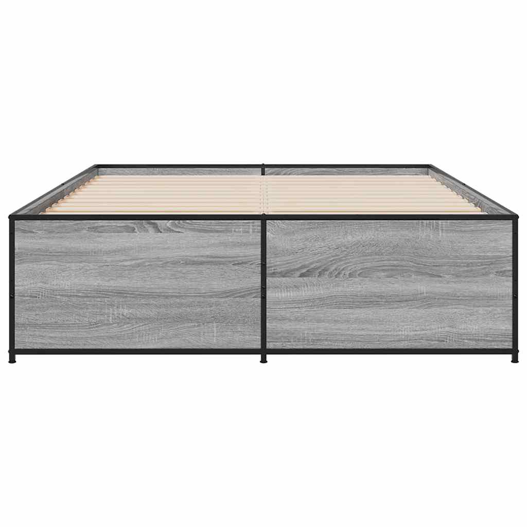 vidaXL Πλαίσιο Κρεβατιού Γκρι Sonoma 140x190 εκ. Επεξ. Ξύλο & Μέταλλο