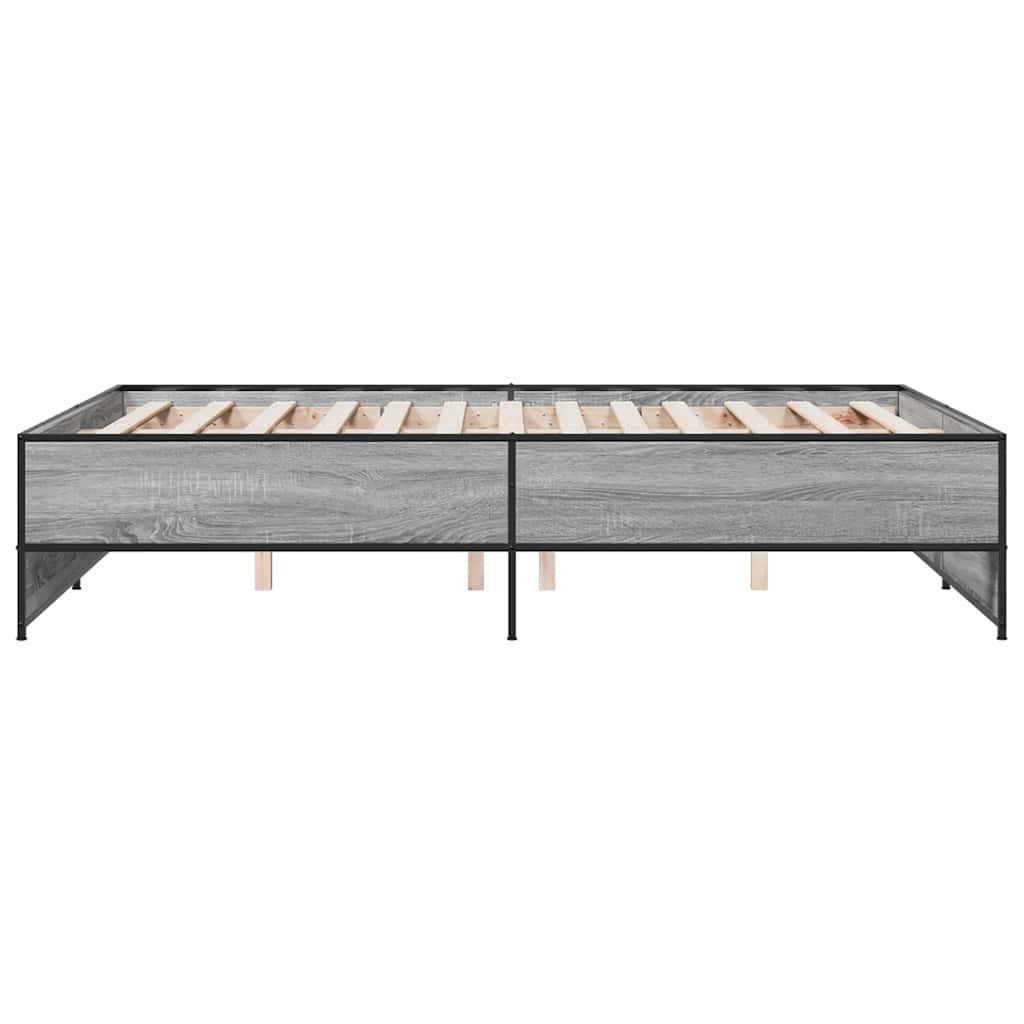 vidaXL Πλαίσιο Κρεβατιού Γκρι Sonoma 140x190 εκ. Επεξ. Ξύλο & Μέταλλο