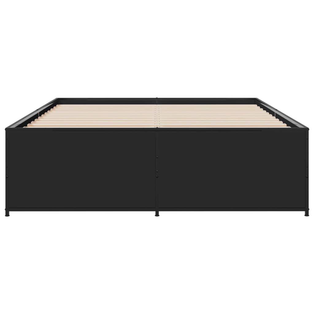 vidaXL Πλαίσιο Κρεβατιού Μαύρο 120x190 εκ. Επεξ. Ξύλο & Μέταλλο