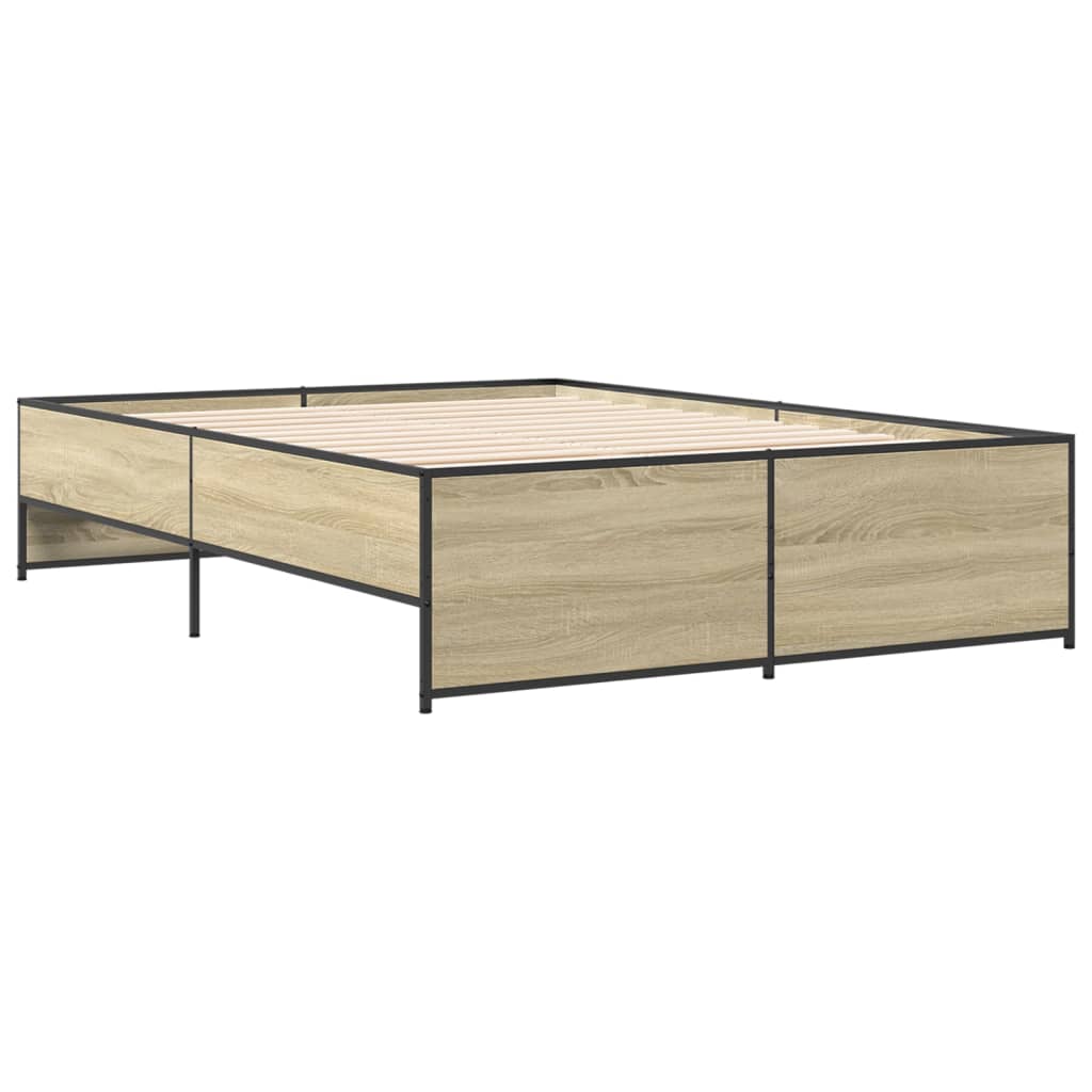 vidaXL Πλαίσιο Κρεβατιού Sonoma Δρυς 120x190 εκ. Επεξ. Ξύλο & Μέταλλο